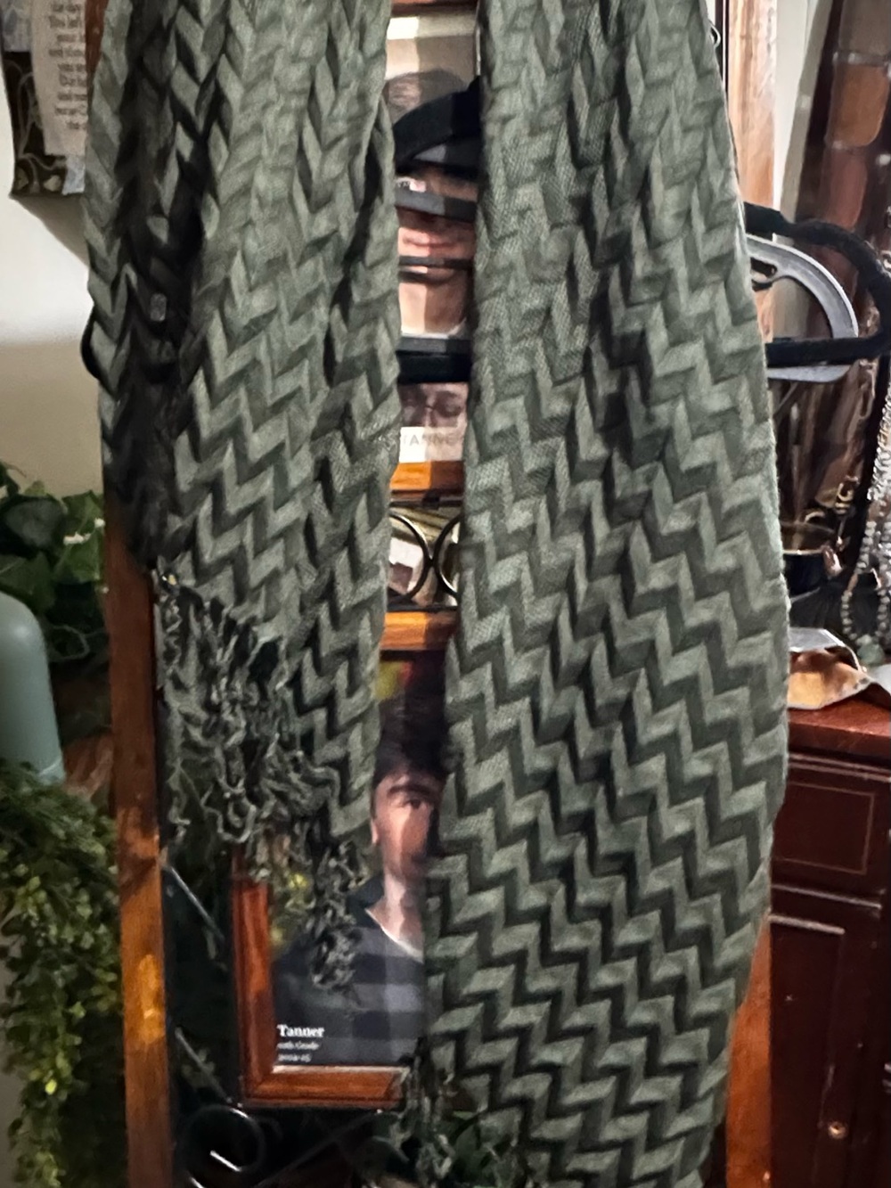 Nostalgic, Y2K Rue21 Chevron Knit Scarf with Fringe Detail